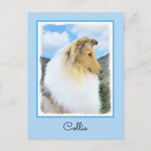 Carte Postale Collie en Montagne (Rough) Peinture - Chien Art