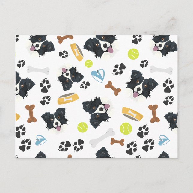 Carte Postale Collie frontalier de chien souriant (Devant)