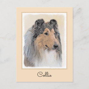 Carte Postale Collie (Rough) Peinture - Cute Original Chien Art
