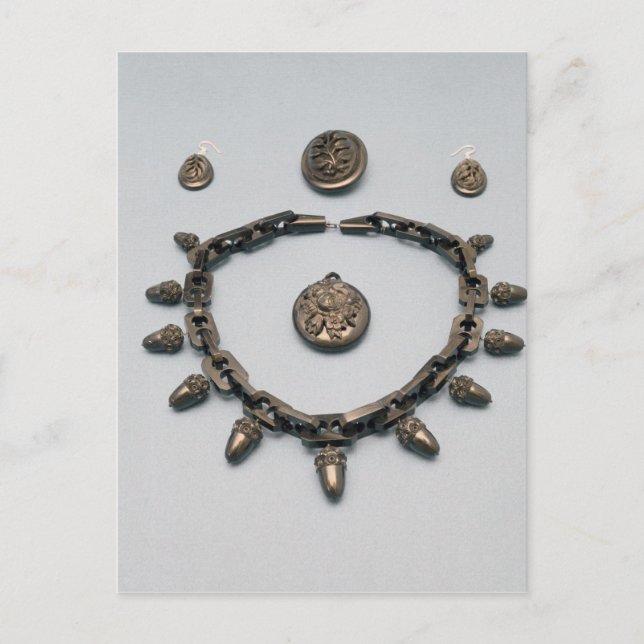 Carte Postale Collier, boucles d'oreilles, broche et pendentif,  (Devant)