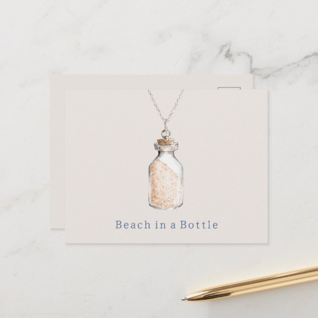 Carte Postale Collier de bouteille de plage (Devant/Arrière en situation)
