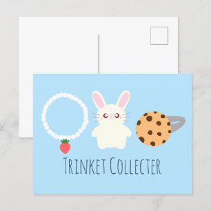 Carte Postale Collier De Fraise Mignonne, Lapin Et Anneau