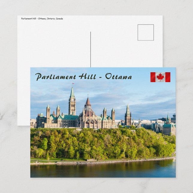 Carte Postale Colline du Parlement à Ottawa - Ontario, Canada (Devant / Derrière)