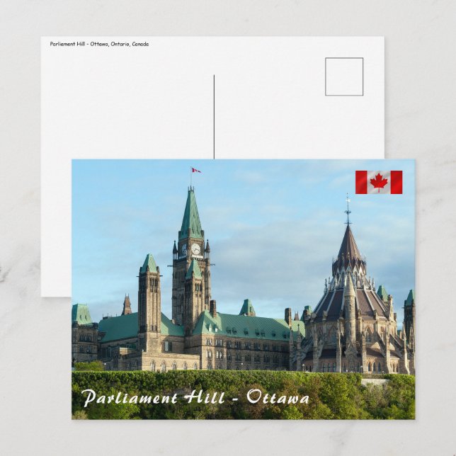 Carte Postale Colline du Parlement à Ottawa - Ontario, Canada (Devant / Derrière)