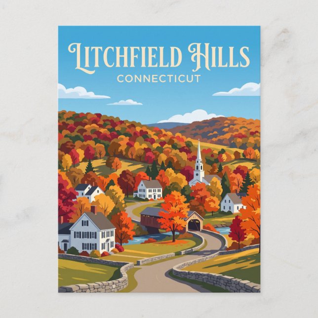 Carte Postale Collines de Litchfield États-Unis (Devant)