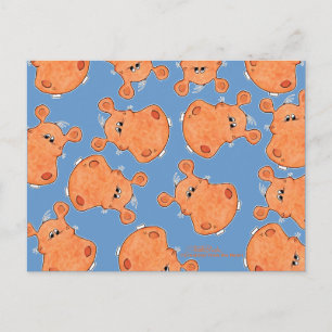 Carte Postale Colloque Orange Hippo Head
