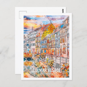 Carte Postale Colmar Alsace Allemagne Travel Place Aquarelle