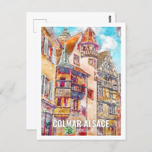 Carte Postale Colmar Alsace France Travel Place Aquarelle