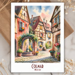 Carte Postale Colmar Alsace France Voyage Aquarelle Vintage<br><div class="desc">Artisanat de voyage personnalisé de la charmante vieille ville de Colmar, Alsace, France. Doté de maisons à colombages colorées, de jardinières fleuries et d'une fontaine en pierre pittoresque sous un ciel ensoleillé, ce design urbain vintage du village reflète le charme des contes d'une des destinations les plus romantiques d'Europe. Parfait...</div>