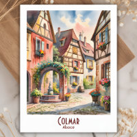 Colmar Alsace France Voyage Aquarelle Vintage
