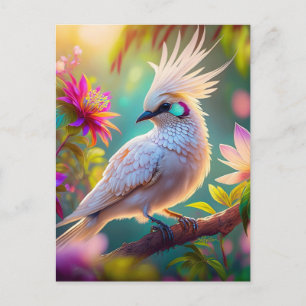 Carte Postale Colombe à plumes de fleur crêtée juvénile Oiseau d