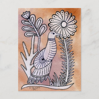 Carte Postale Colombe, style mexicain d'écorce