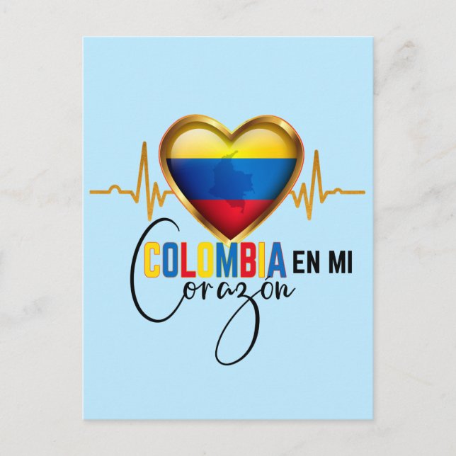 Carte Postale Colombia en mi Corazon Colombian Pride (Devant)
