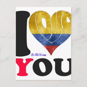 CARTE POSTALE COLOMBIE DRAPEAUX JE VOUS AIME PRODUITS PERSONNALI