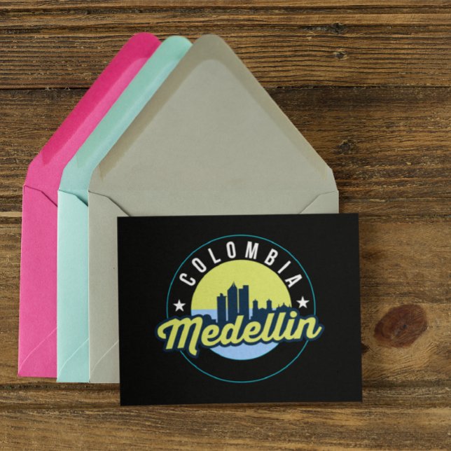 Carte Postale Colombie Logo de la ville de Medellin (Medellin Colombia City Logo Green Postcard)