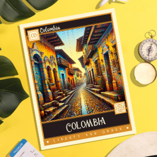 Carte Postale Colombie | Peinture Vintage