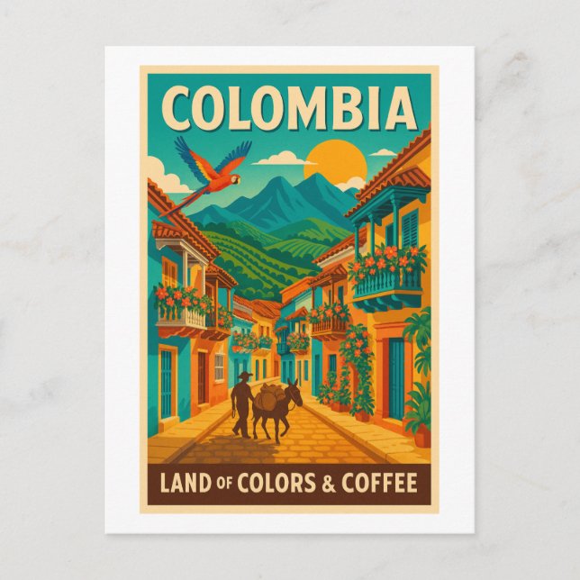 Carte Postale Colombie – Terre de Couleurs & Café (Devant)