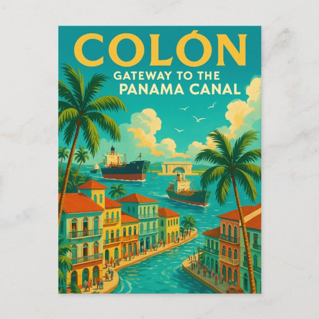 CARTE POSTALE « COLÓN — PASSERELLE VERS LE CANAL DE PANAMA (Devant)