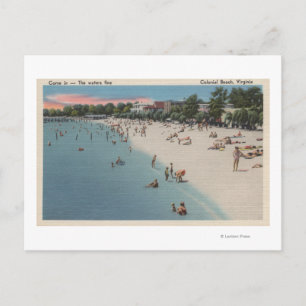 Carte Postale Colonial Beach, VA - Plage de soleil et de baignad