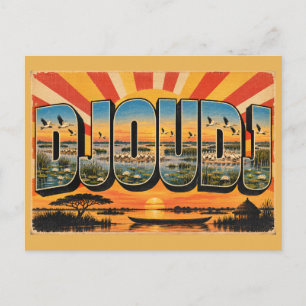 Carte Postale Colonie de Pélicans de Djoudj Zone Humide Art de V