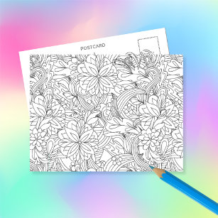 Carte Postale Color Me In B4 Donnant Fleur ・ Personnalisé