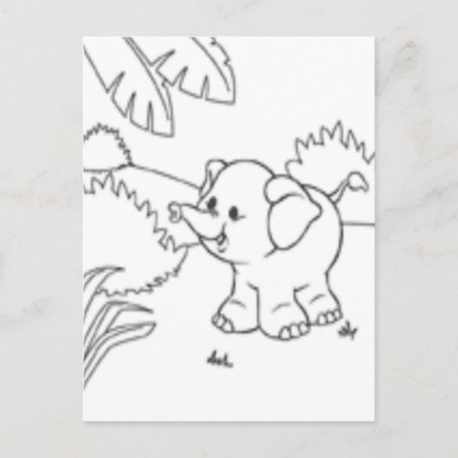Carte Postale Color Me Post Card - Elephant (Devant)