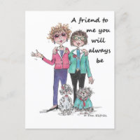 Color Sketch Art Two Girl Friends Together