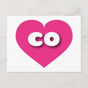 Carte Postale Colorado coeur rose chaud - J'aime le co
