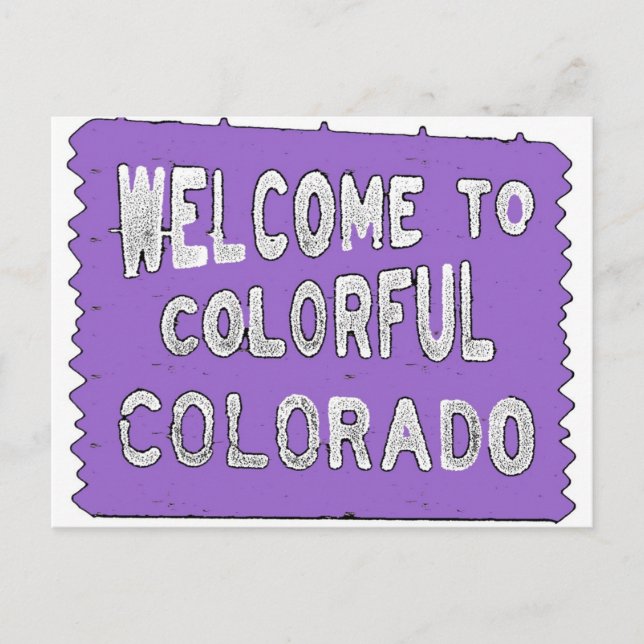 Carte Postale Colorado coloré signe de bienvenue violet (Devant)