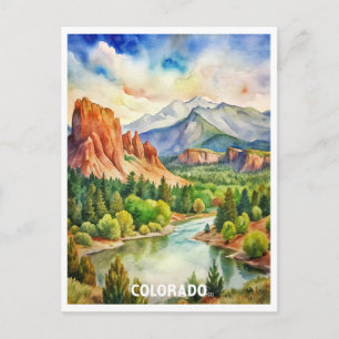 Carte Postale Colorado Mountains aquarelle peinture