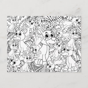 Carte Postale Coloration de rennes de Noël Mandala Abstrait