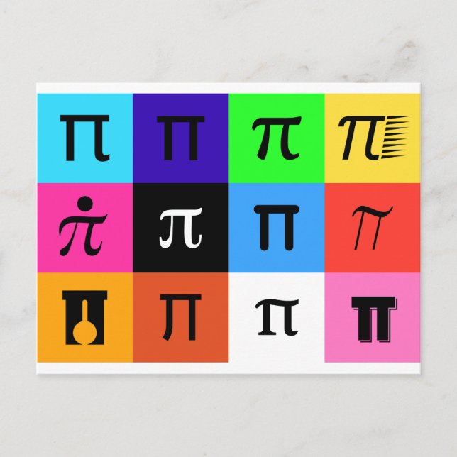 Carte Postale colorblock happy pi day (Devant)