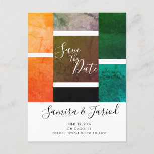 Carte Postale Colorblock Marbre couleur Enregistrer la date Cart