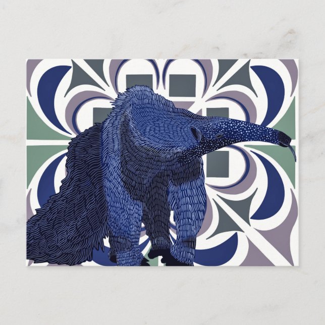 Carte Postale Coloré Abstrait Anteater géant Faune (Devant)