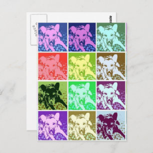 Carte Postale Coloré allemand Berger Chien Pop Art Vertical