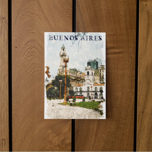 Carte Postale Coloré Buenos Aires Argentine Skyline (argentina buenos aires plaza postcard)