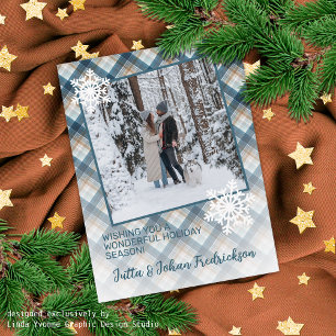 Carte Postale Coloré Classique Pays Plaid Joyeuses Fêtes