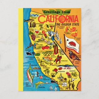 Carte Postale Coloré État de Californie
