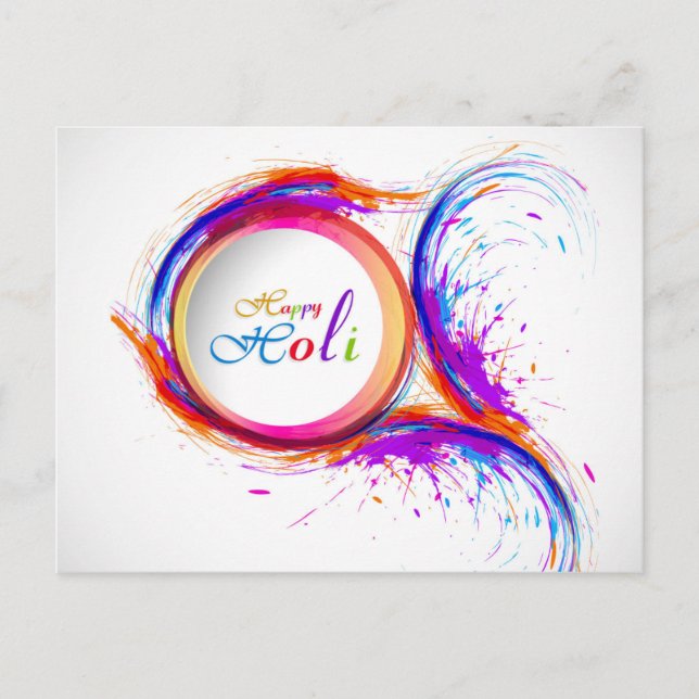 Carte Postale Coloré Happy Holi Paint Swirl (Devant)