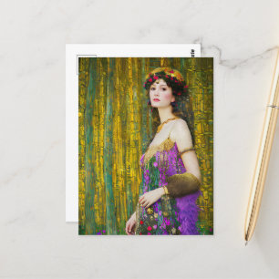 Carte Postale Coloré Klimt Style Collage Portrait d'une femme