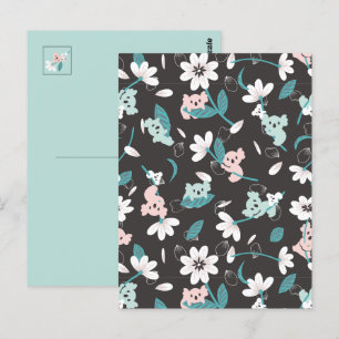 Carte Postale Coloré Koala Motif mignon animal et floral