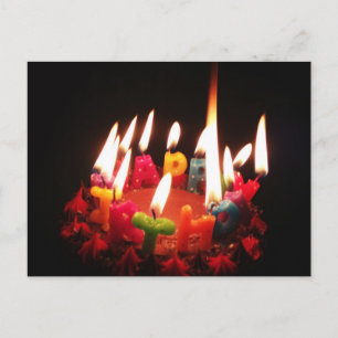 Carte Postale Coloré, LitC "Joyeux Anniversaire" Bougies, Chambr