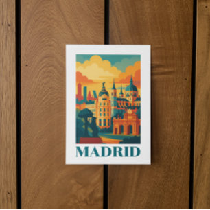 Carte Postale Coloré Madrid Espagne Vintage voyage