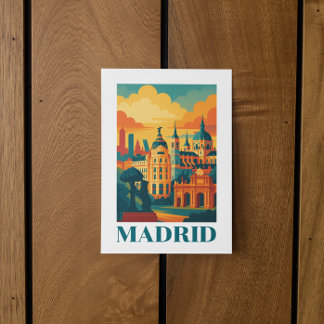 Carte Postale Coloré Madrid Espagne Vintage voyage