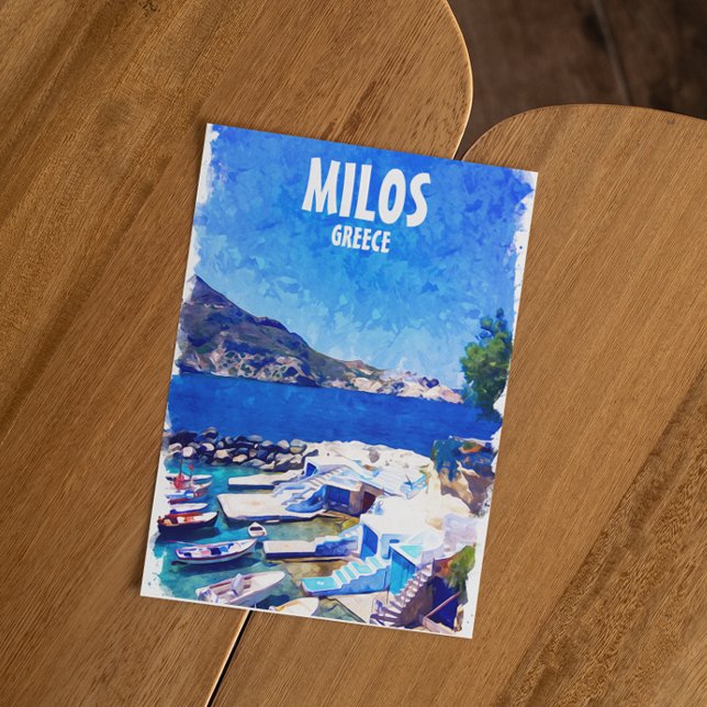 Carte Postale Coloré Milos Grèce Travel Art (milos greece colorful postcard)