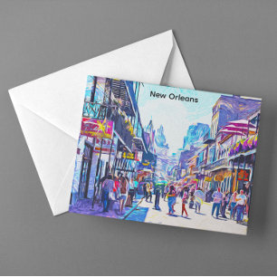 Carte Postale Coloré Nouvelle-Orléans Louisiane Quartier Françai