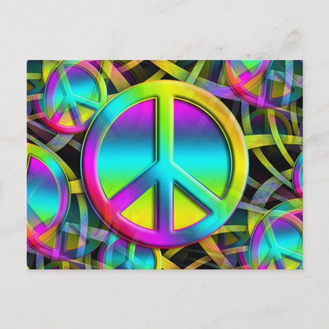Carte Postale Coloré PEACE motif sans faille + vos idées (Devant)