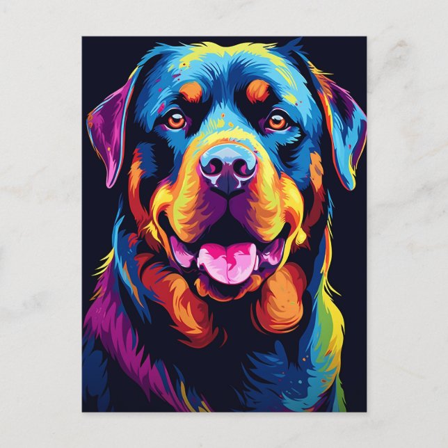Carte Postale Coloré Rottweiler (Devant)