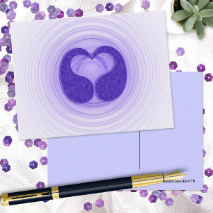 Carte Postale Coloré Spirales Violet Coeur Artwork Bonjour