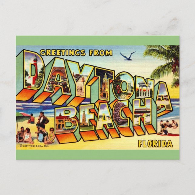 Carte postale colorée Daytona Beach Florida (Devant)